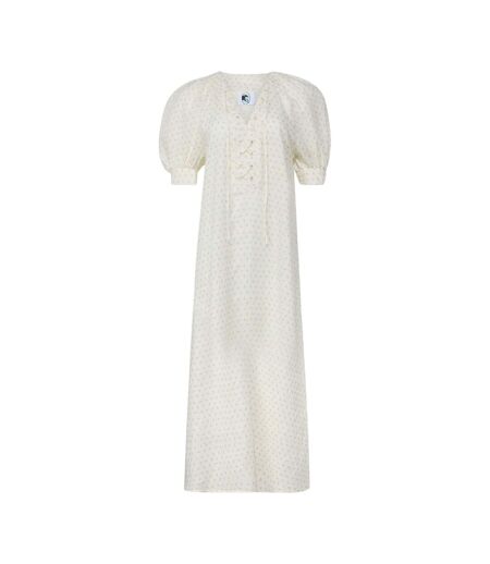 Robe Mi-longue Manches Bouffantes Motif/style Floral Femme Blanc Sleeper