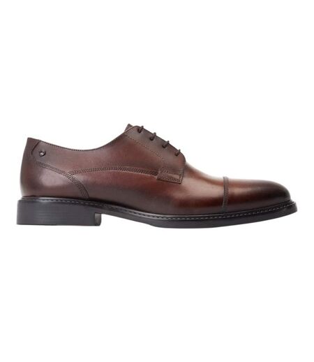 Mens magnus leather toe cap derby shoes burnt brown Base London