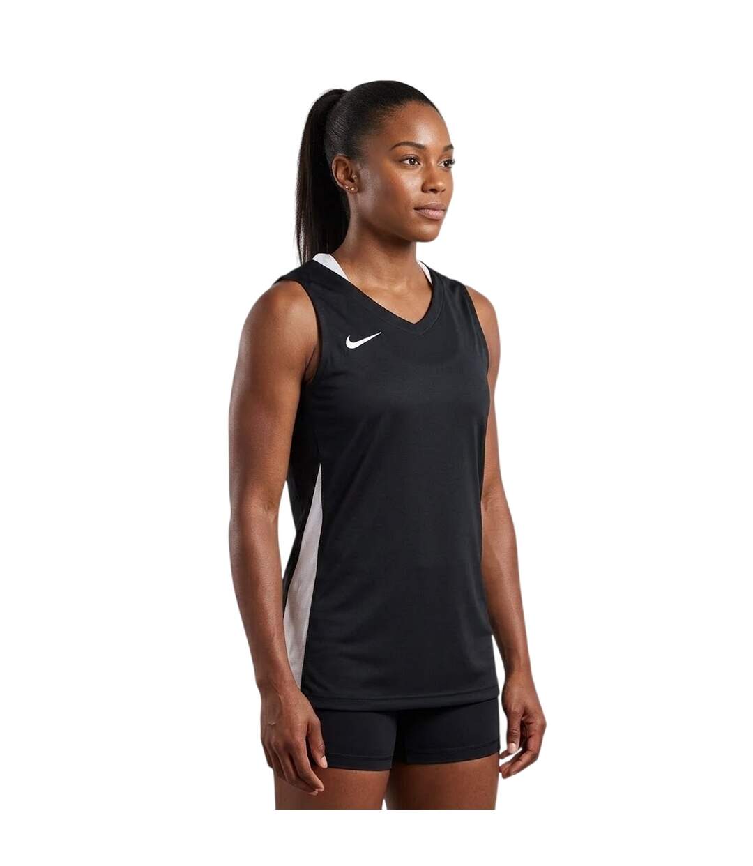 Maillot Sans Manches Motif/style Panneau Contrasté Femme Noir Blanc Nike-4