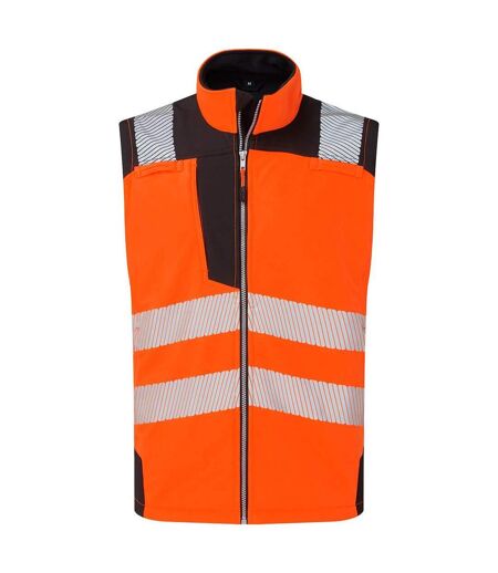 Unisex adult hi-vis softshell 3 layer gilet orange/black Portwest