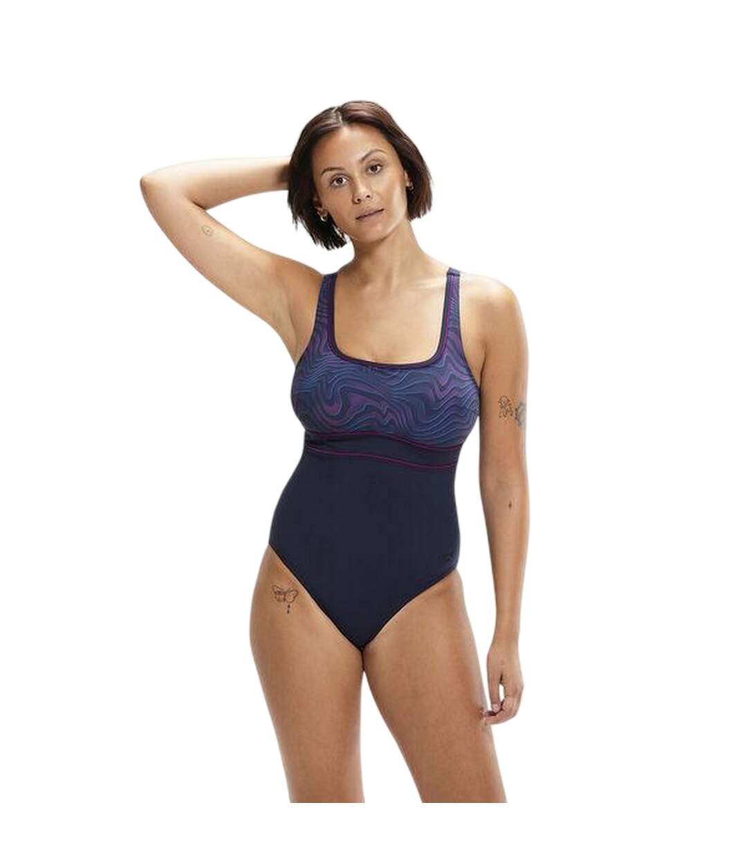Maillot De Bain 1 Pièce Motif/style Éclipse Femme Noir Violet Abstrait Speedo-4