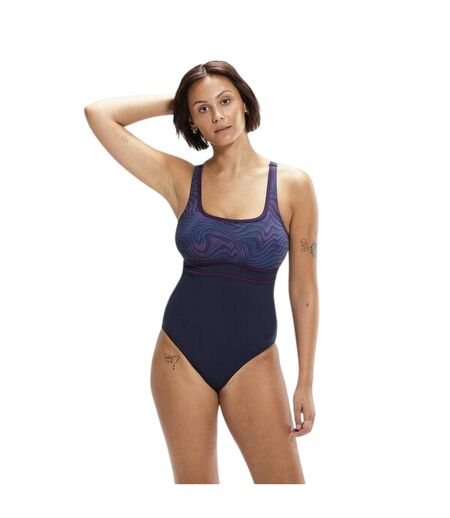Maillot De Bain 1 Pièce Motif/style Éclipse Femme Noir Violet Abstrait Speedo