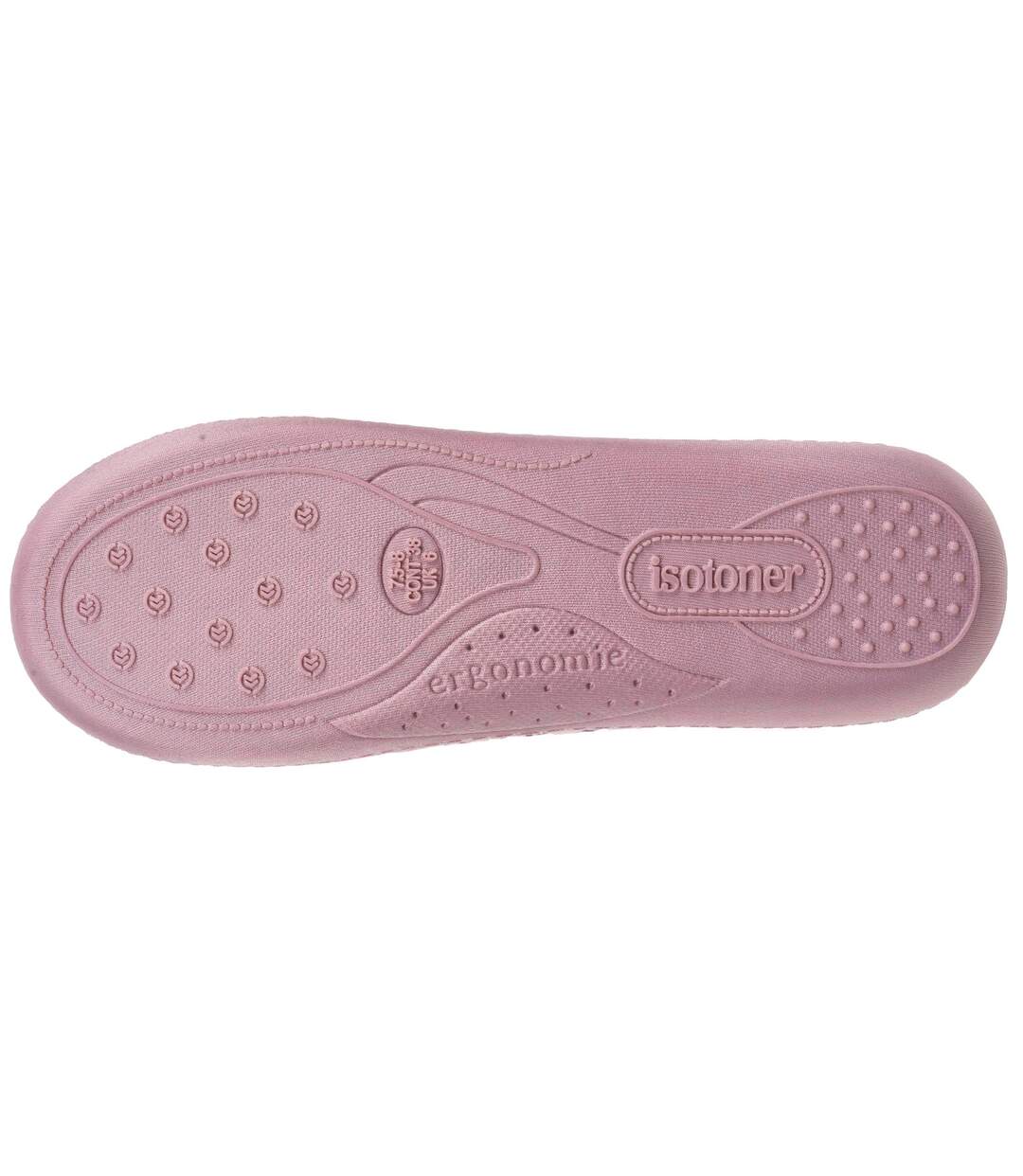 Isotoner Chaussons Mules femme microvelours semelle ergonomique soutien voûte plantaire-5