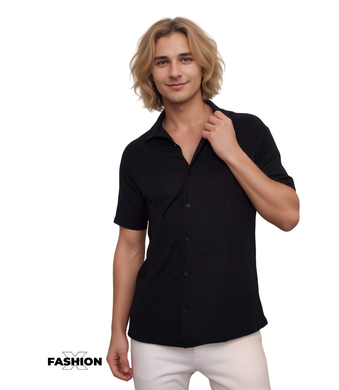 Chemise Homme Manches Courtes - Couleur Noir-1