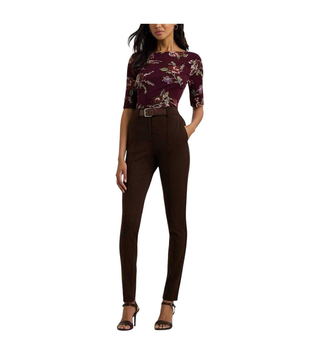 T-shirt Motif/style Floral Femme Bordeaux Imprimé Ralph Lauren-3
