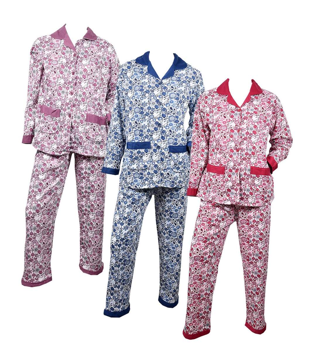 Pyjama Femme Long Boutonné Confort 1011 Pyjama Marine