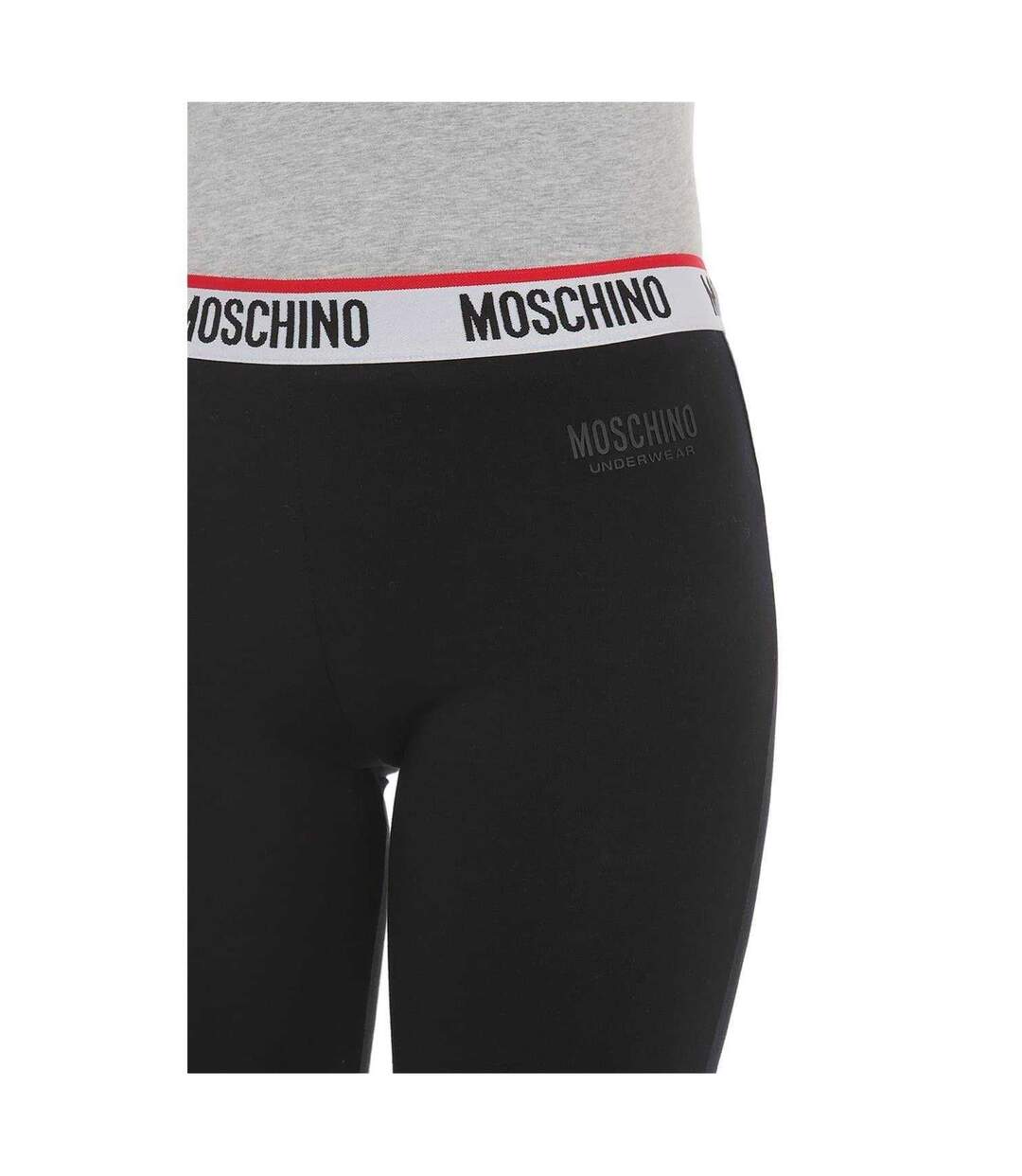 Womens/ladies Tape Logo Regular Leggings Black Moschino-4