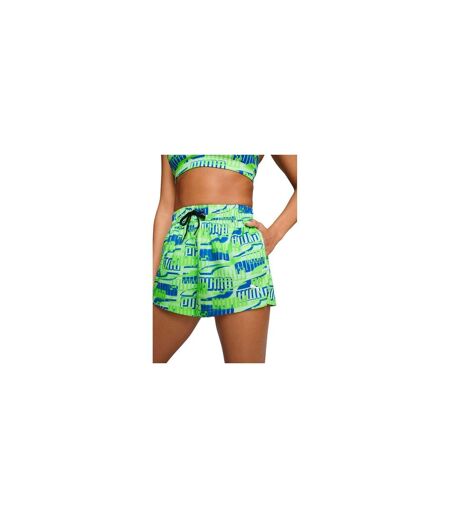 Womens/ladies Woven Repeat Logo Swim Shorts Green Puma