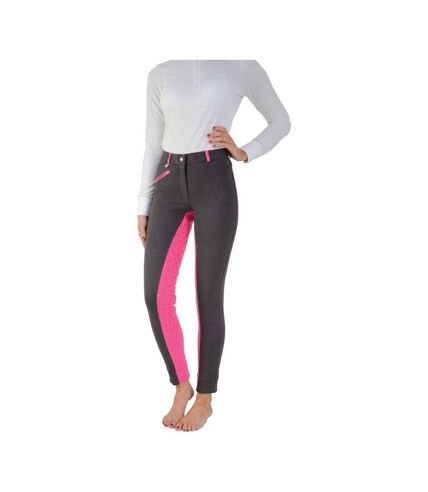 HyPERFORMANCE Womens/Ladies Saxby Silicone Jodhpurs (Anthracite Gray/Cerise Pink)