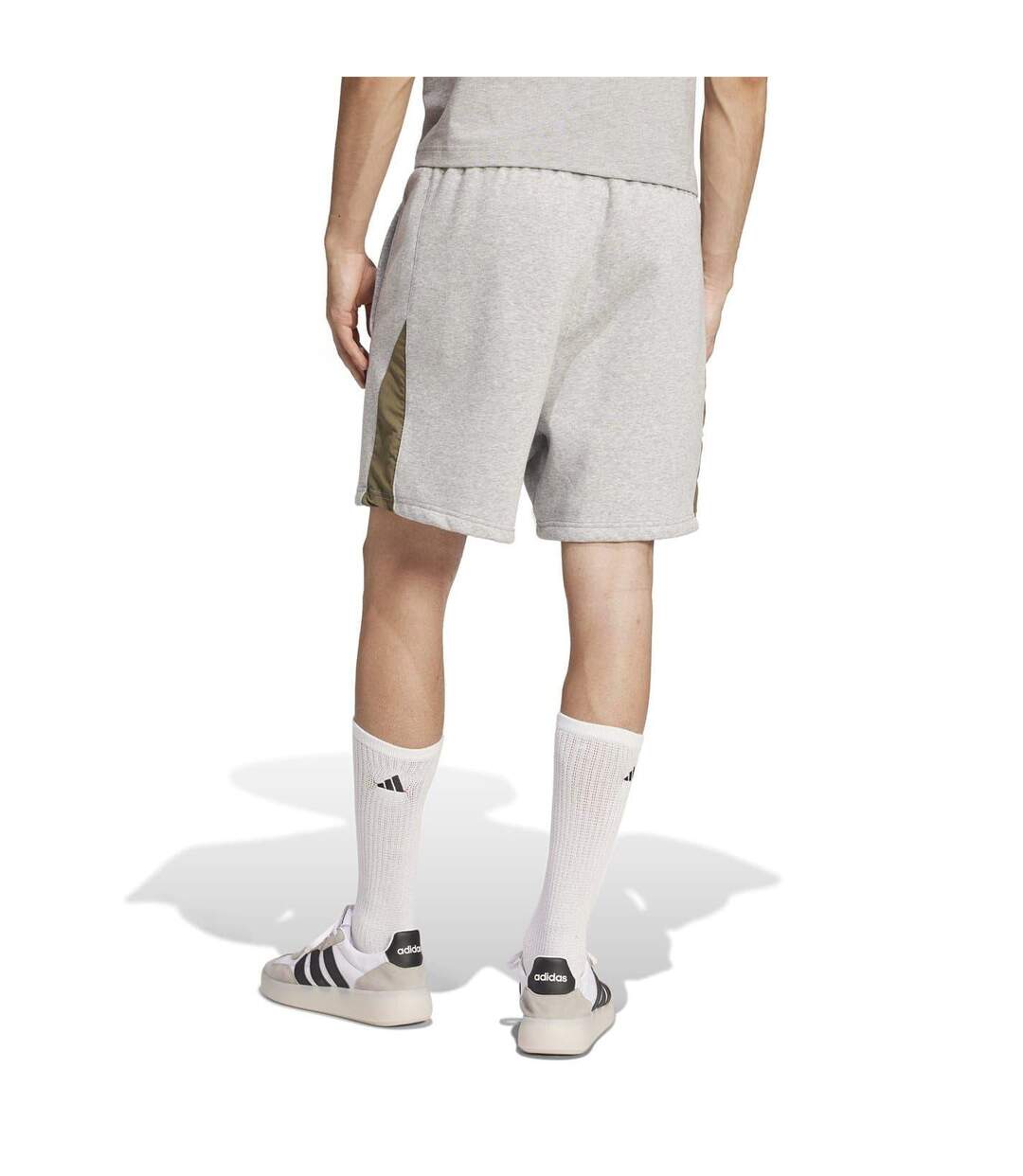 Mens Colour Block Casual Shorts Grey Heather Adidas-3