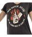 T-shirt femme uni col V avec print devant Fire Vondutch-5