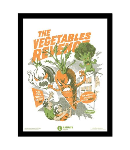 Ilustrata Eat Your Vegetables Paper Print (White/Orange/Green) (40cm x 30cm)