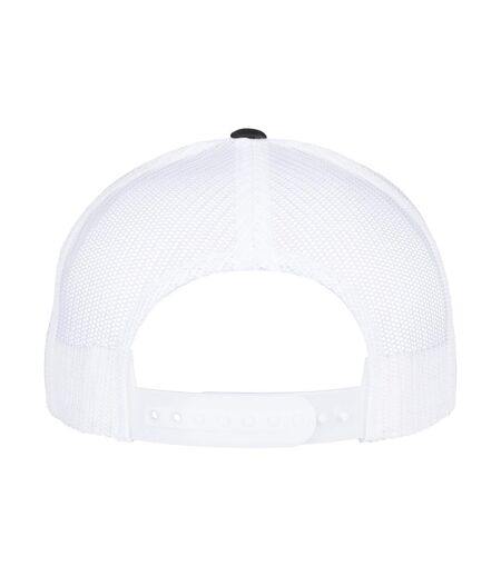 Unisex Adult Two Tone 5 Panel Trucker Cap Black White Flexfit