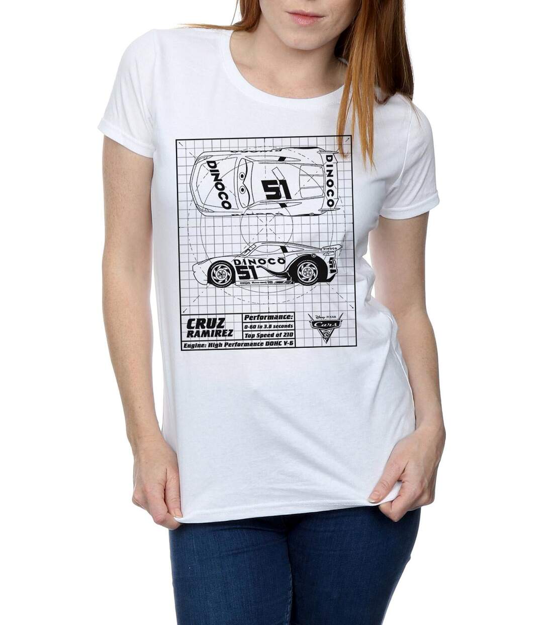Disney - T-shirt CARS CRUZ RAMIREZ BLUEPRINT - Femme (Blanc) - UTBI13779-3