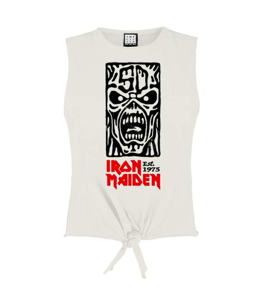 Womens/ladies 50th Totem Pole Iron Maiden Sleeveless Tank Top Vintage White Black Red Amplified-1