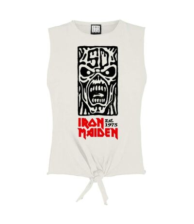 Womens/ladies 50th Totem Pole Iron Maiden Sleeveless Tank Top Vintage White Black Red Amplified