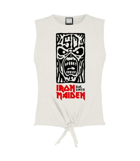 Womens/ladies 50th Totem Pole Iron Maiden Sleeveless Tank Top Vintage White Black Red Amplified
