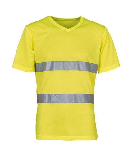 Mens hi-vis lightweight v neck t-shirt yellow Yoko