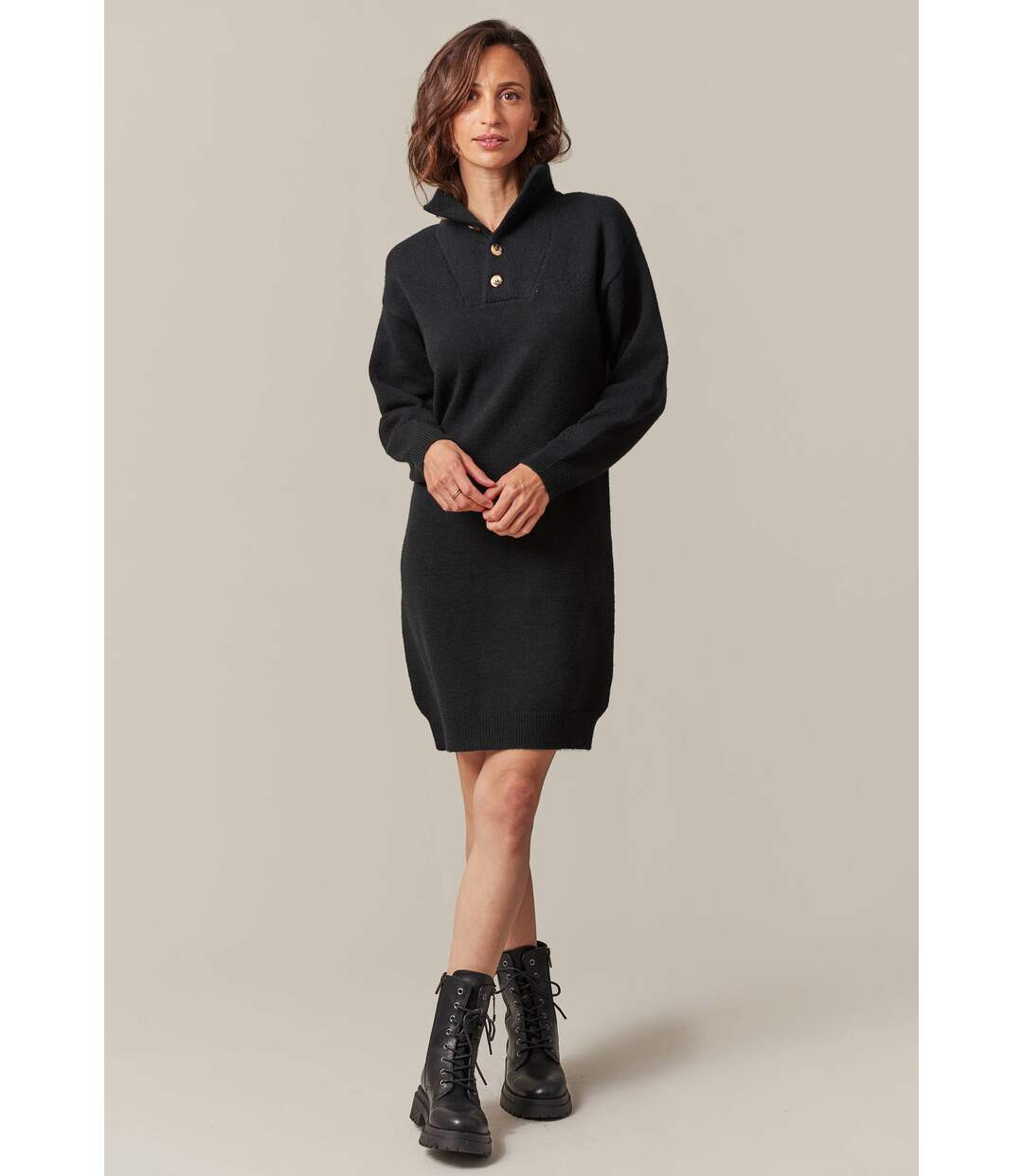 Robe pull à col boutonné HANIA-3