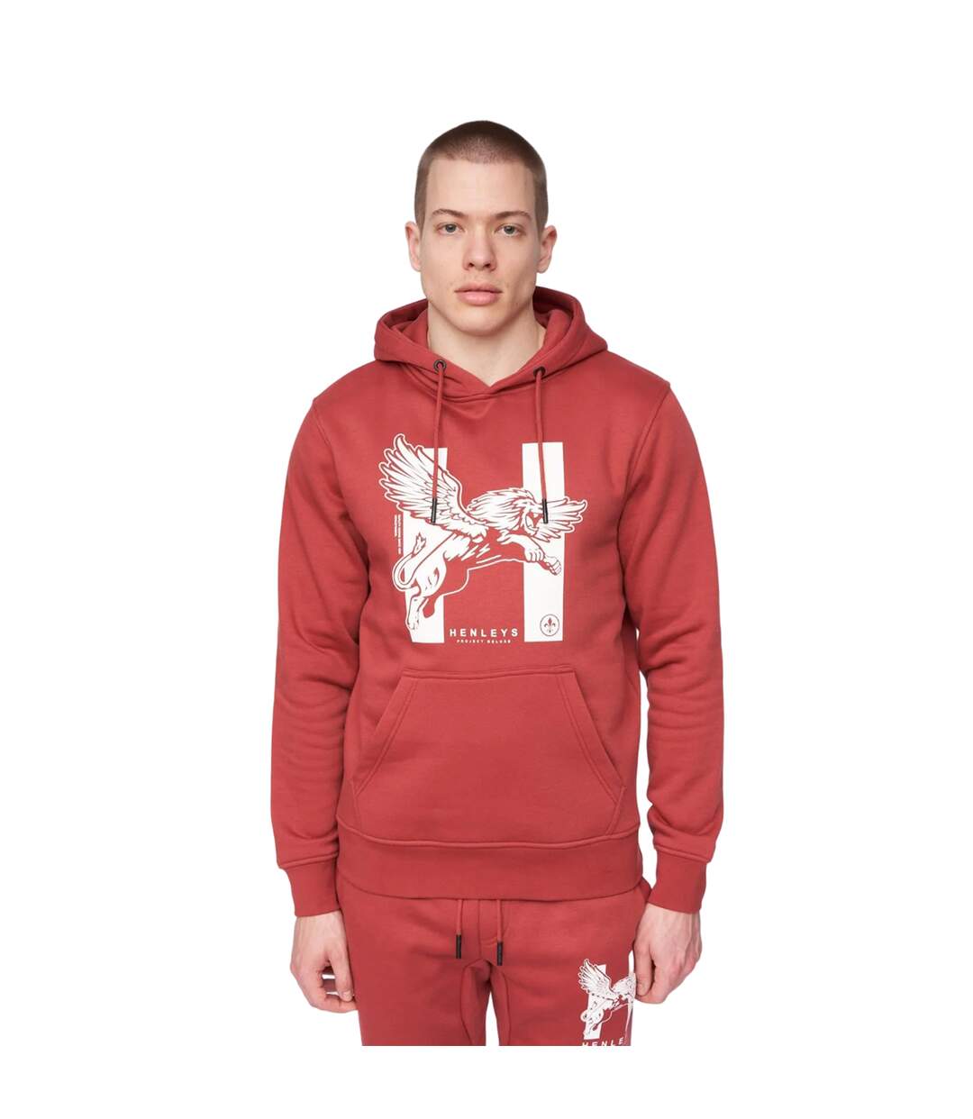 Sweat à capuche curveball homme rouge foncé Henleys-1