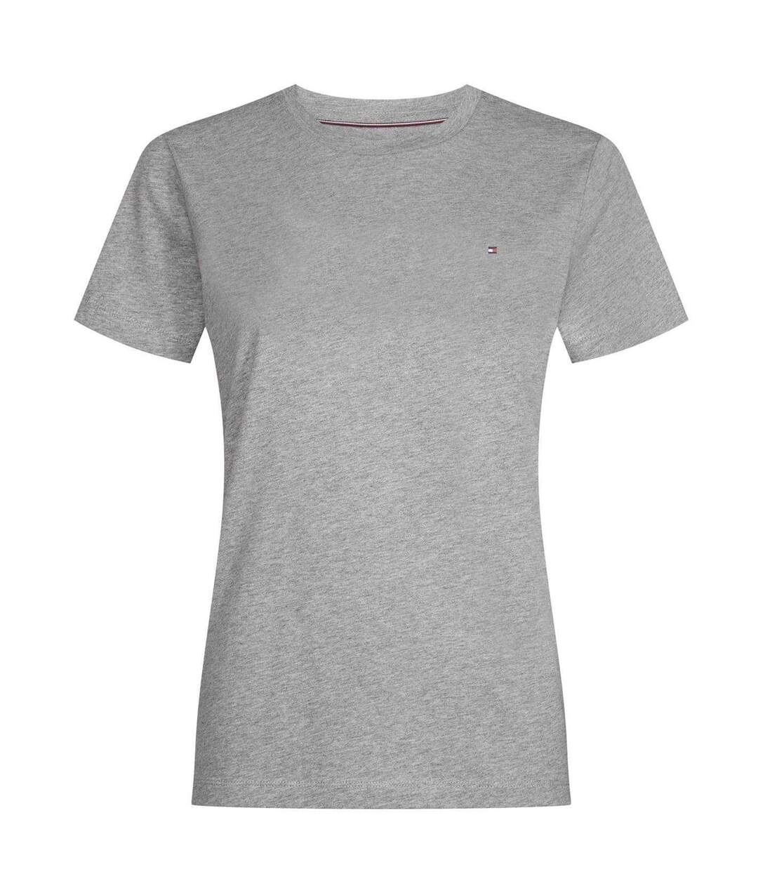 T-shirt Motif/style Logo Brodé Femme Gris Clair Chiné Tommy Hilfiger-2