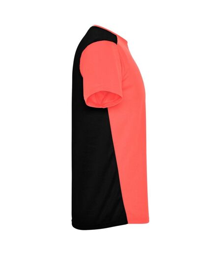 T-shirt detroit adulte corail fluo / noir uni Roly