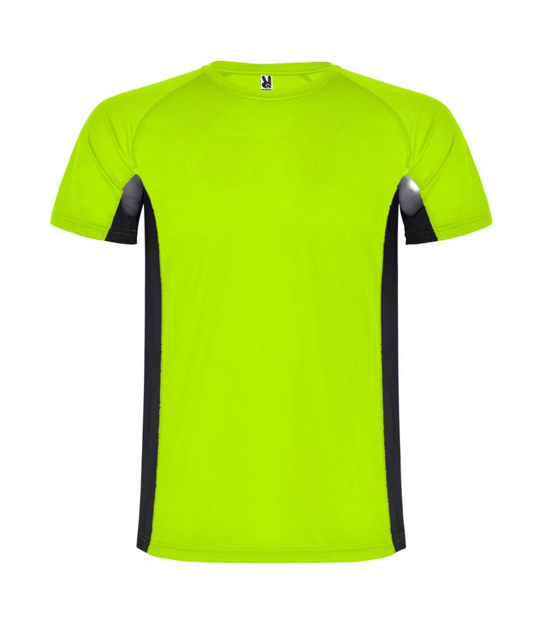 T-shirt shanghai homme vert fluo / noir uni Roly-1