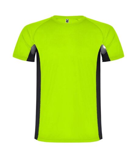 T-shirt shanghai homme vert fluo / noir uni Roly