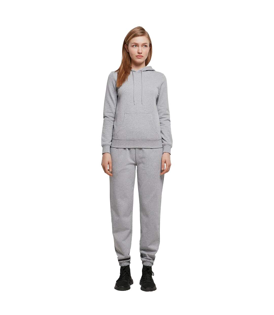 Womens/ladies Basic Hoodie Gris Chiné Build Your Brand-1