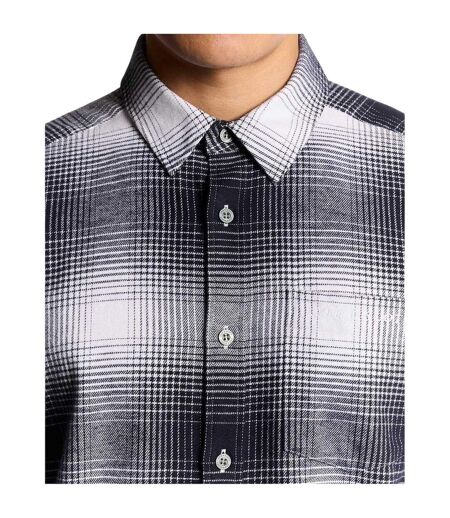 Chemise Manches Longues En Flanelle Motif/style Motif Écossais Homme Bleu Nuit Blanc À Carreaux Lyle & Scott