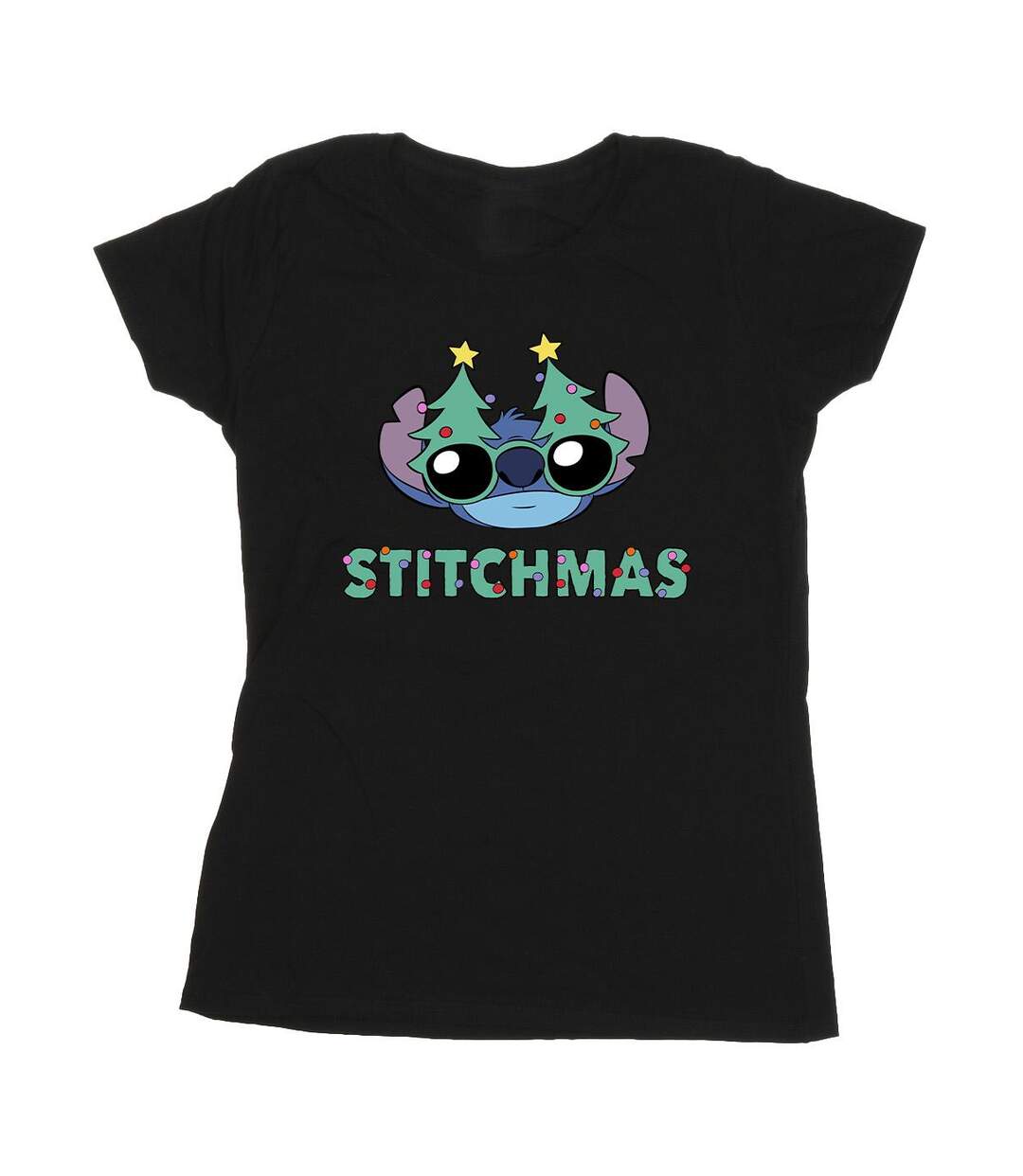 Disney T-shirt en coton Femmes/Ladies Lilo & Stitch Lunettes de Stitchmas (Noir) - UTBI26103-1