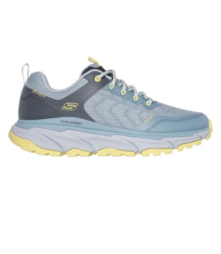 Womens/ladies Lux Journey Road Flat Shoes Blue Yellow Skechers