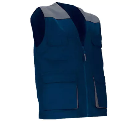 Gilet de travail léger - Unisexe - REF THUNDER - bleu marine et gris ciment