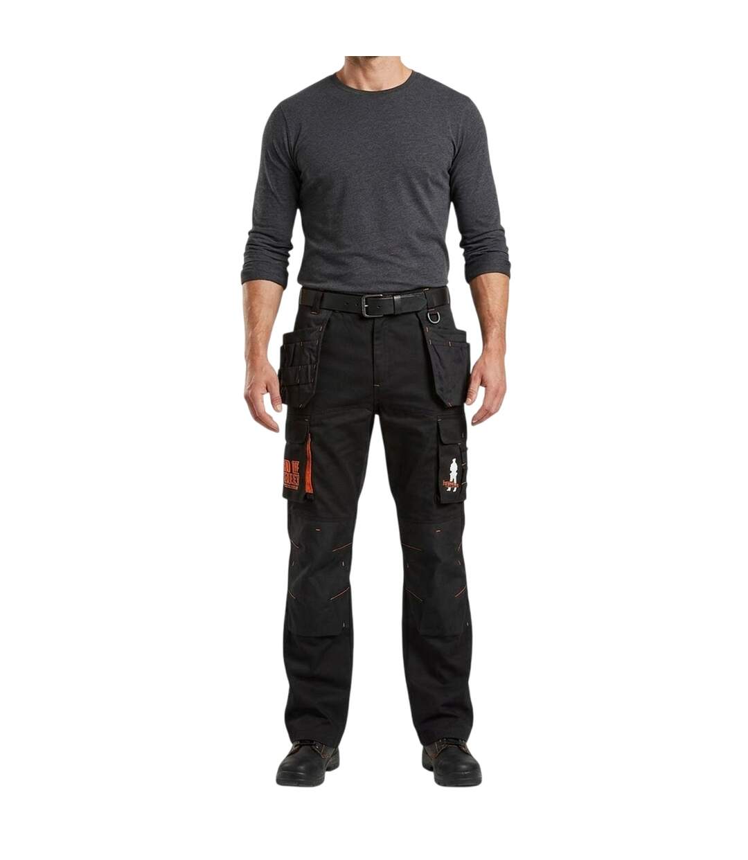 Mens Work Cargo Trousers Black Band Of Builders-4
