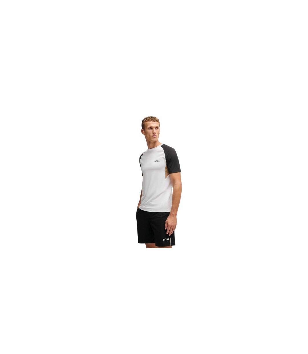 T-shirt Manches Raglan Motif/style Blocs De Couleurs Homme Blanc Boss-1