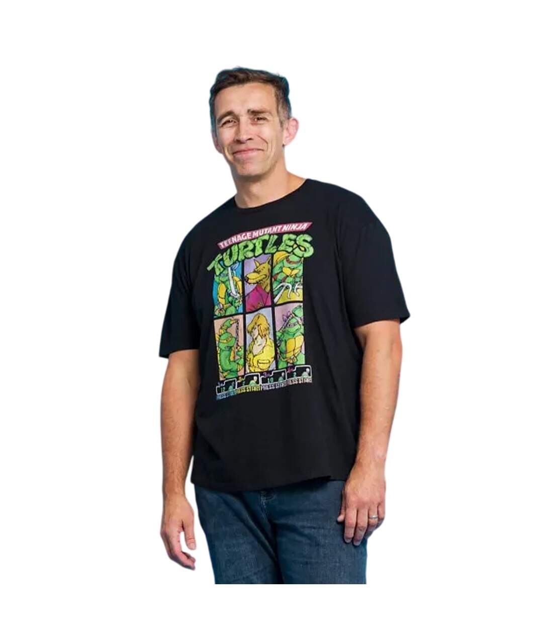 T-shirt Motif/style Salle De Jeux Adulte Noir Teenage Mutant Ninja Turtles-1