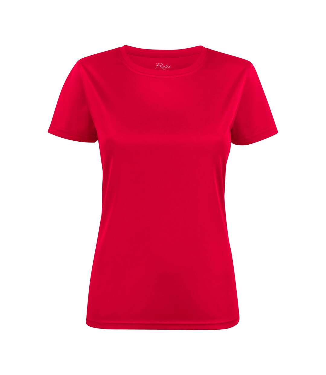 Womens/ladies Run T-shirt Grey Melange Printer RED-1