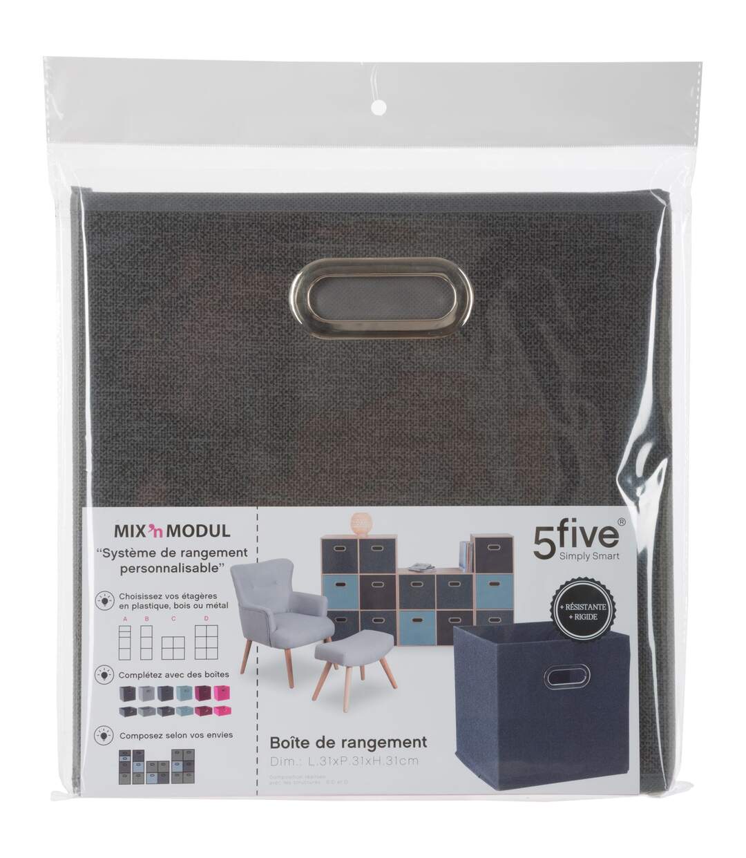 Lot de 2 Boites  de rangement pliable - 31 x 31 - Noir-3