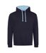Sweat À Capuche Varsity Adulte Nouveau Bleu Marine Bleu Ciel Awdis-1