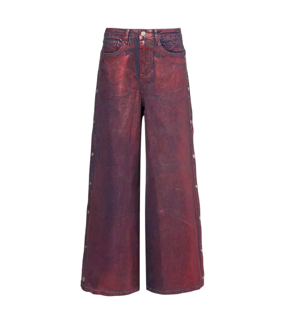 Womens/ladies Foil Wren Wide Leg Trousers Red AmyLynn-2