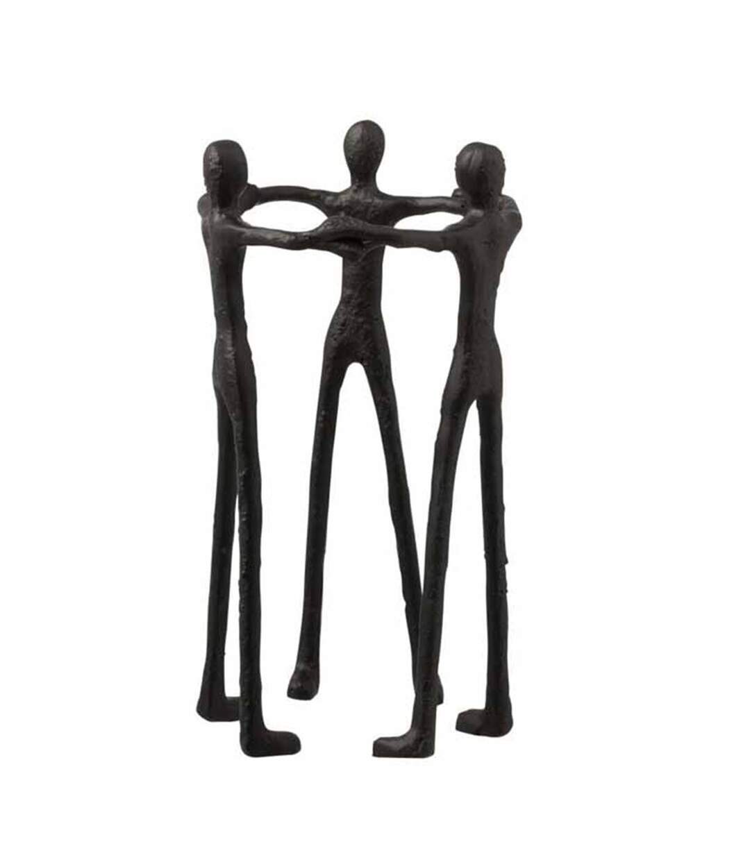 Statue Déco 3 Personnes en Cercle 36cm Noir-1