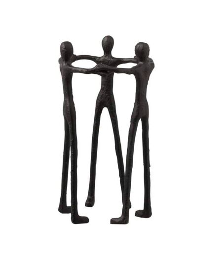 Statue Déco 3 Personnes en Cercle 36cm Noir