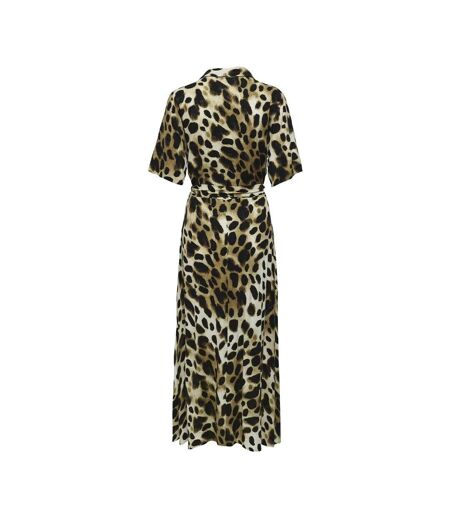 Robe imprimé léopard marron/écru femme starsezen life 2/4