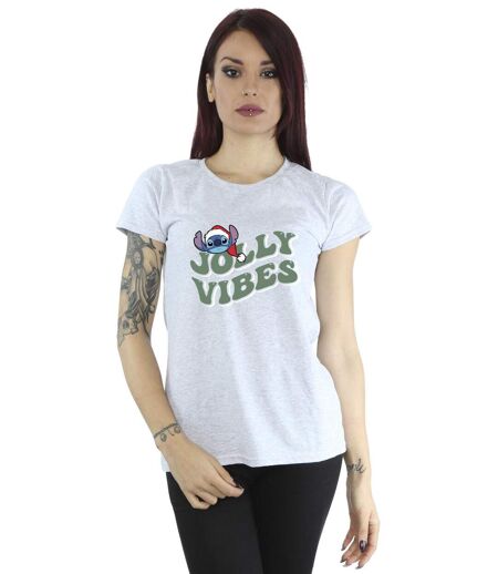 Disney Femmes/Les femmes Lilo & Stitch Jolly Chilling Vibes - T-shirt en coton (Gris sportif) - UTBI26123