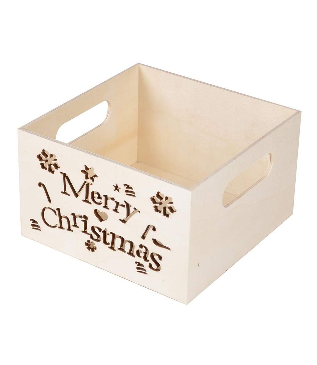 Caisse à Customiser Merry Christmas 15cm Naturel-1