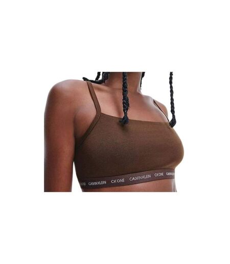 Brassières De Sport Motif/style Logo Répété Spruce Femme Marron Foncé Calvin Klein