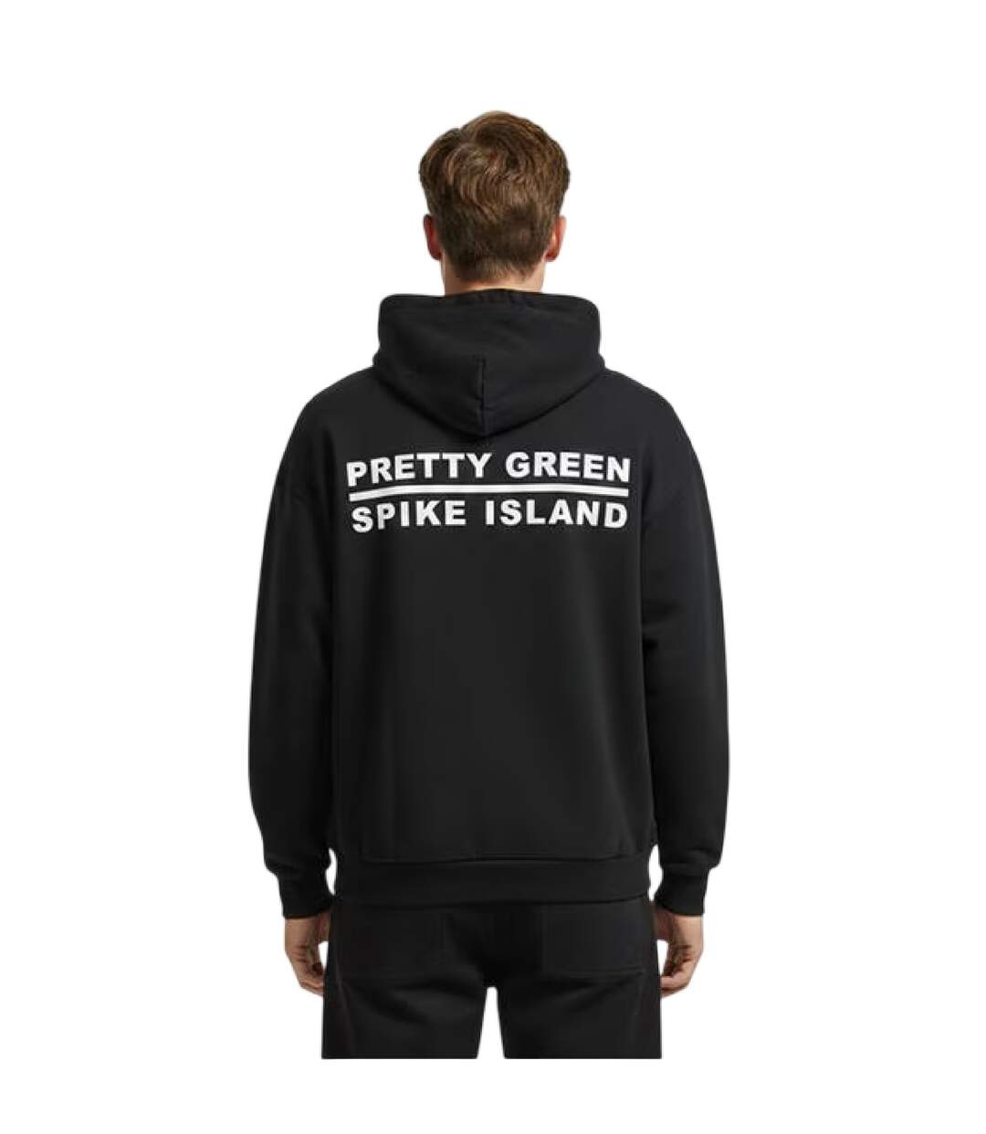 Mens Spike Island Graphic Print Overhead Hoodie Black Pretty Green-4