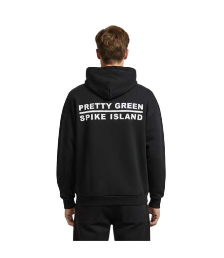 Mens Spike Island Graphic Print Overhead Hoodie Black Pretty Green
