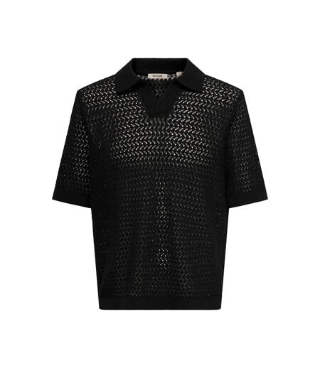 Mens Knitted Short-sleeved Polo Shirt Black Only