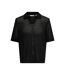 Mens Knitted Short-sleeved Polo Shirt Black Only-1
